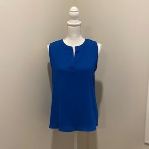 LOFT Women’s Large Petite Marine Blue Mixed Media Sleeveless Shirt